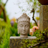 Buddha Head Statue Gift Display Artificial Ornament for Farmhouse Patio Desk White