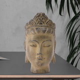 Buddha Head Statue Gift Display Artificial Ornament for Farmhouse Patio Desk Light Yellow