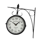 Double Sided Wall Clock Round Silent Decorative Clock for Home Garden Indoor