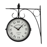 Double Sided Wall Clock Round Silent Decorative Clock for Home Garden Indoor