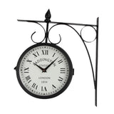 Double Sided Wall Clock Round Silent Decorative Clock for Home Garden Indoor