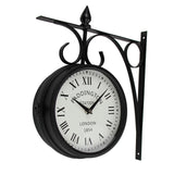 Double Sided Wall Clock Round Silent Decorative Clock for Home Garden Indoor