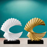 Ocean Wave Statue Ornament Artwork Abstract Sculpture for Bedroom Home Shelf White