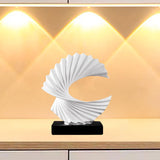 Ocean Wave Statue Ornament Artwork Abstract Sculpture for Bedroom Home Shelf White