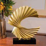 Ocean Wave Statue Ornament Artwork Abstract Sculpture for Bedroom Home Shelf Golden