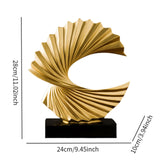 Ocean Wave Statue Ornament Artwork Abstract Sculpture for Bedroom Home Shelf Golden