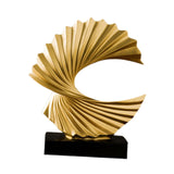 Ocean Wave Statue Ornament Artwork Abstract Sculpture for Bedroom Home Shelf Golden