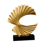 Ocean Wave Statue Ornament Artwork Abstract Sculpture for Bedroom Home Shelf Golden