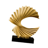 Ocean Wave Statue Ornament Artwork Abstract Sculpture for Bedroom Home Shelf Golden