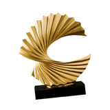 Ocean Wave Statue Ornament Artwork Abstract Sculpture for Bedroom Home Shelf Golden