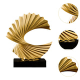 Ocean Wave Statue Ornament Artwork Abstract Sculpture for Bedroom Home Shelf Golden