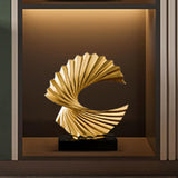 Ocean Wave Statue Ornament Artwork Abstract Sculpture for Bedroom Home Shelf Golden