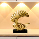 Ocean Wave Statue Ornament Artwork Abstract Sculpture for Bedroom Home Shelf Golden