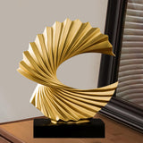 Ocean Wave Statue Ornament Artwork Abstract Sculpture for Bedroom Home Shelf Golden