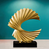 Ocean Wave Statue Ornament Artwork Abstract Sculpture for Bedroom Home Shelf Golden