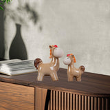 1 Pair Ceramic Horse Figurines Shelf Decoration for Wedding Gift Lightweight