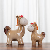 1 Pair Ceramic Horse Figurines Shelf Decoration for Wedding Gift Lightweight