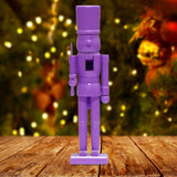 Christmas Figurine Nutcracker Statue for Fireplace Table Centerpieces Indoor Purple