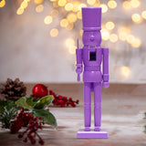 Christmas Figurine Nutcracker Statue for Fireplace Table Centerpieces Indoor Purple