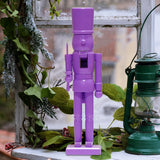 Christmas Figurine Nutcracker Statue for Fireplace Table Centerpieces Indoor Purple