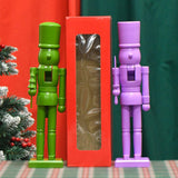 Christmas Figurine Nutcracker Statue for Fireplace Table Centerpieces Indoor Purple