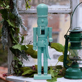 Christmas Figurine Nutcracker Statue for Fireplace Table Centerpieces Indoor Blue