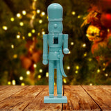 Christmas Figurine Nutcracker Statue for Fireplace Table Centerpieces Indoor Blue