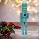 Christmas Figurine Nutcracker Statue for Fireplace Table Centerpieces Indoor Blue