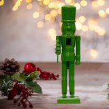 Christmas Figurine Nutcracker Statue for Fireplace Table Centerpieces Indoor Green