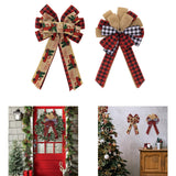 Christmas Bow Craft DIY Bowknot Ornament for Decorative Trees Topper Garland with car pattern