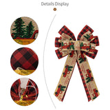 Christmas Bow Craft DIY Bowknot Ornament for Decorative Trees Topper Garland with car pattern