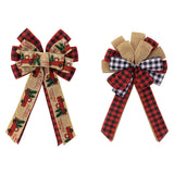 Christmas Bow Craft DIY Bowknot Ornament for Decorative Trees Topper Garland with car pattern