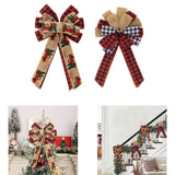 Christmas Bow Craft DIY Bowknot Ornament for Decorative Trees Topper Garland with car pattern