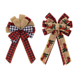 Christmas Bow Craft DIY Bowknot Ornament for Decorative Trees Topper Garland with car pattern