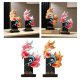 Koi Fish Sculpture Art Crafts Desktop Ornament for Bookshelf Cabinet Bedroom Rose Red