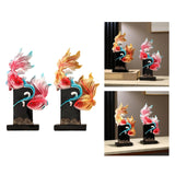 Koi Fish Sculpture Art Crafts Desktop Ornament for Bookshelf Cabinet Bedroom Rose Red