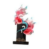 Koi Fish Sculpture Art Crafts Desktop Ornament for Bookshelf Cabinet Bedroom Rose Red