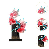 Koi Fish Sculpture Art Crafts Desktop Ornament for Bookshelf Cabinet Bedroom Rose Red