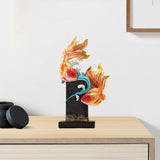 Koi Fish Sculpture Art Crafts Desktop Ornament for Bookshelf Cabinet Bedroom Orange Golden