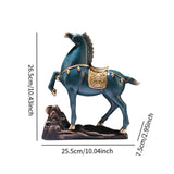 Horse Figurine Sculpture Tabletop Ornament 10x3x10.4inch for Cafe, Bar Decor Blue