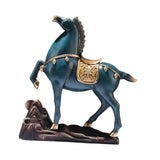 Horse Figurine Sculpture Tabletop Ornament 10x3x10.4inch for Cafe, Bar Decor Blue