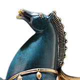 Horse Figurine Sculpture Tabletop Ornament 10x3x10.4inch for Cafe, Bar Decor Blue