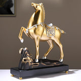 Horse Figurine Sculpture Tabletop Ornament 10x3x10.4inch for Cafe, Bar Decor Golden