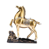 Horse Figurine Sculpture Tabletop Ornament 10x3x10.4inch for Cafe, Bar Decor Golden