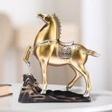 Horse Figurine Sculpture Tabletop Ornament 10x3x10.4inch for Cafe, Bar Decor Golden