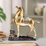 Horse Figurine Sculpture Tabletop Ornament 10x3x10.4inch for Cafe, Bar Decor Golden