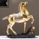 Horse Figurine Sculpture Tabletop Ornament 10x3x10.4inch for Cafe, Bar Decor Golden