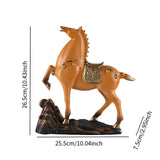 Horse Figurine Sculpture Tabletop Ornament 10x3x10.4inch for Cafe, Bar Decor Brown