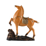 Horse Figurine Sculpture Tabletop Ornament 10x3x10.4inch for Cafe, Bar Decor Brown