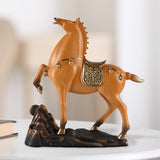 Horse Figurine Sculpture Tabletop Ornament 10x3x10.4inch for Cafe, Bar Decor Brown